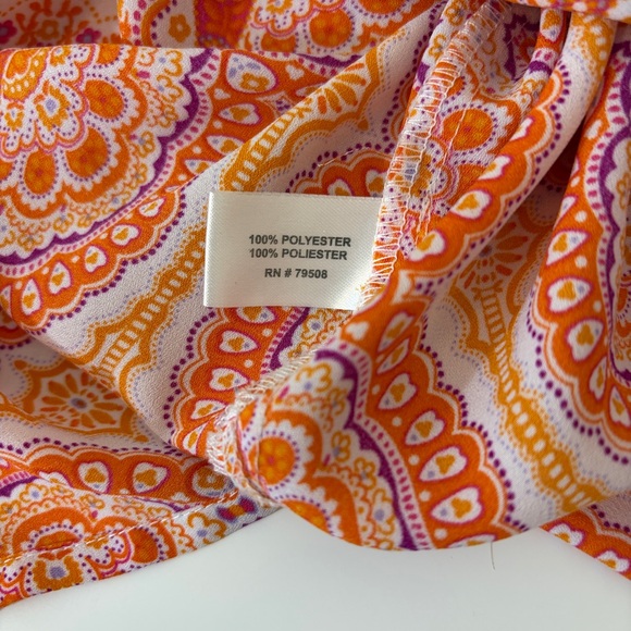 Violet & Claire Paisley Sleeveless Tank Top Orange Coral Size Small - Picture 7 of 7